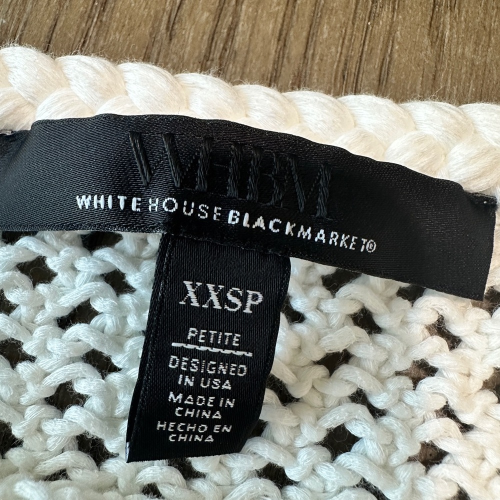White House Black Market Short Sleeve Open Stitch Knit Sweater Size XXSP White - Picture 5 of 11